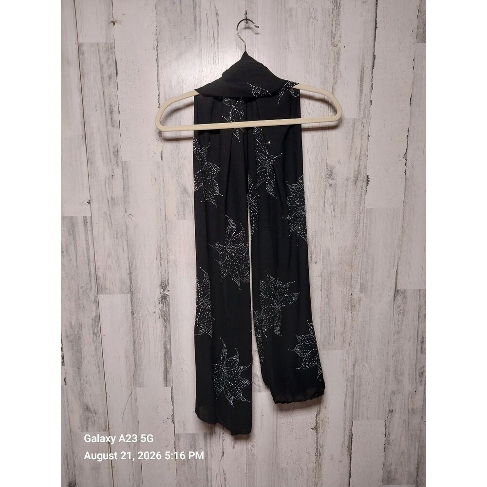 Jessica Mcclintock Black Embellished Evening Scarf 72x24 Inches